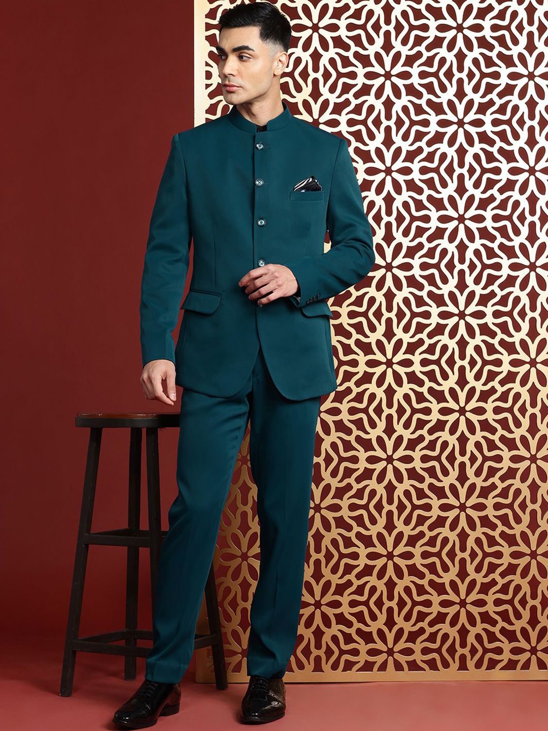 MANQ Slim Fit Long Sleeve Bandhgala Blazer-picture-27