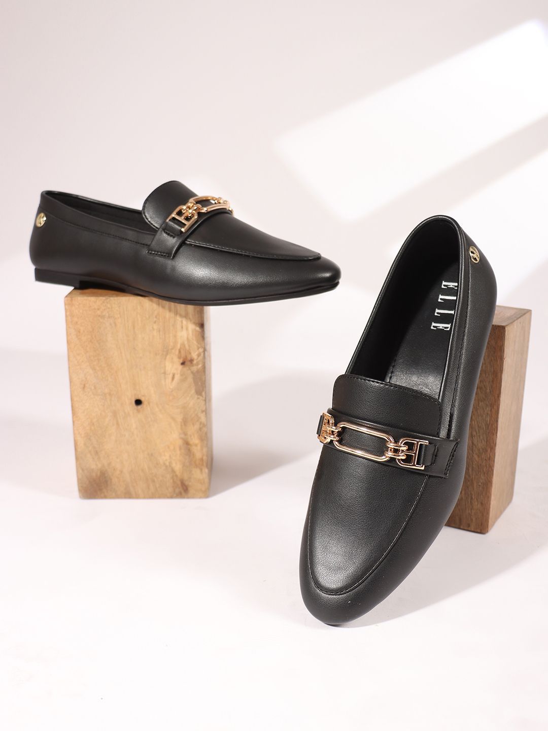 ELLE Women Pointed Toe Slip-On Loafers With Buckles-picture-17