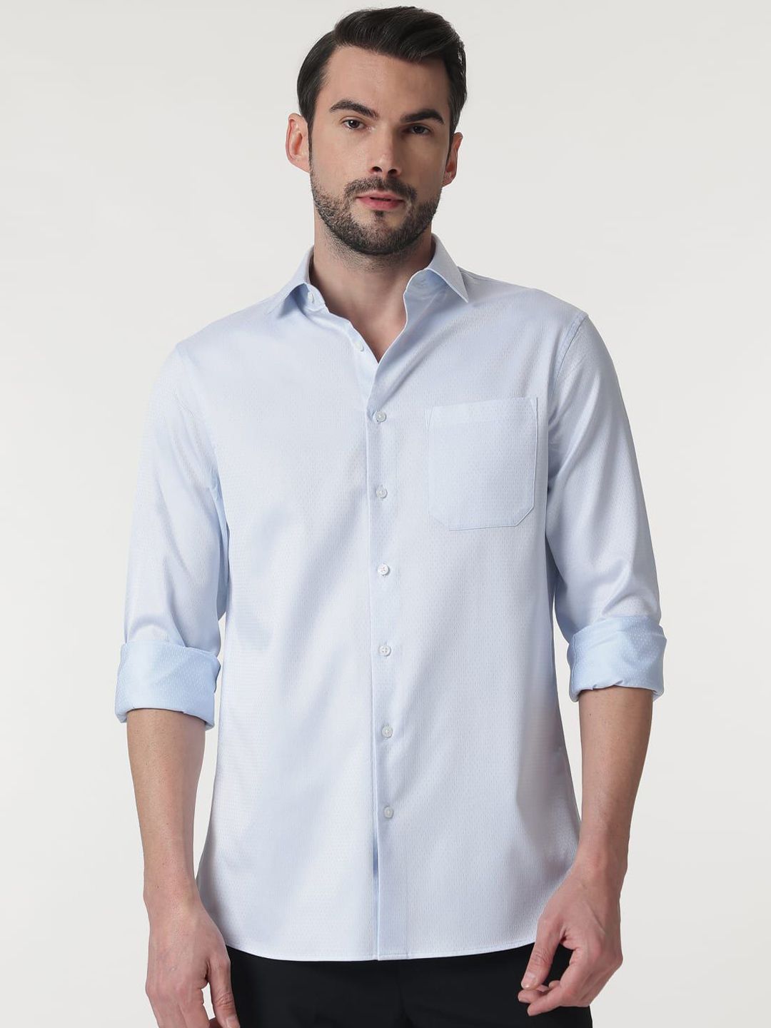 Marks & Spencer Men Spread Collar Textured Cotton Casual Shirt-picture-10