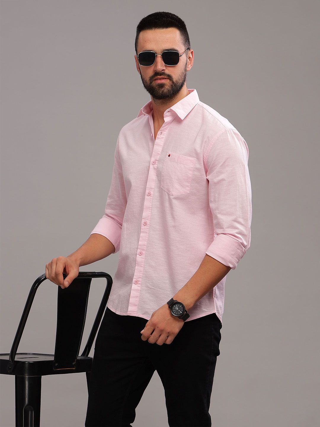 BS BLUE SQUAD Men India Slim Fit Spread Collar Solid Casual Shirt-picture-55
