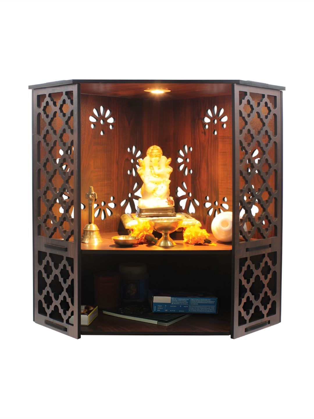 RANDOM Brown Wall Mounted Wooden Home Temple-image-7