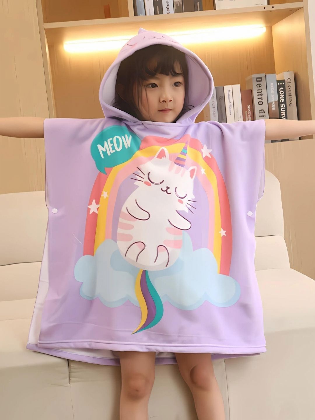 Famyo Purple & White Printed 170 GSM Bath Towel