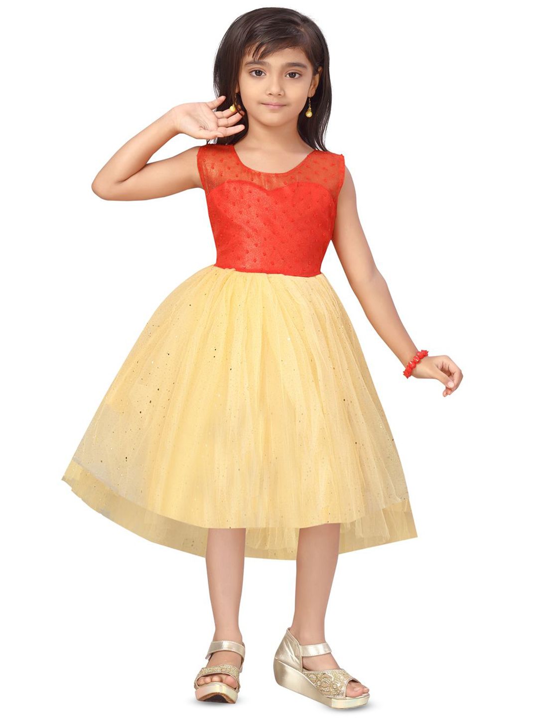 HERE&NOW Embellished Net Fit & Flare Dress-picture-27