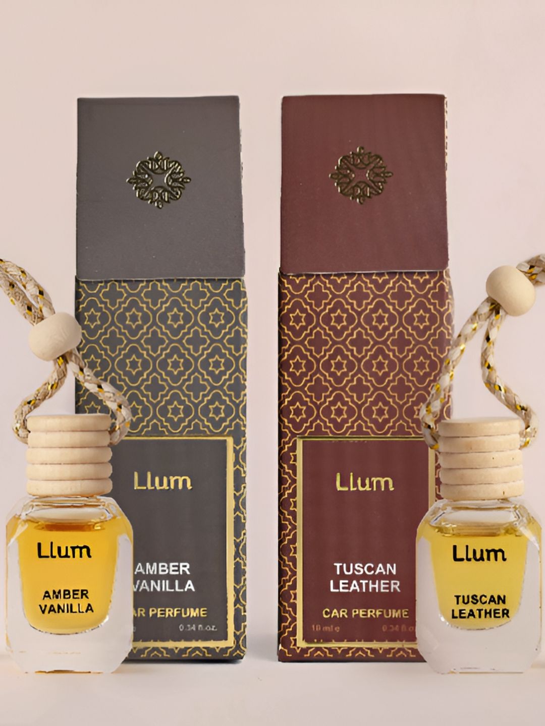 LLUM 2-Pcs Black & Yellow Eco Friendly Amber Vanilla & Tuscan Leather Car Air Fresheners-image-9
