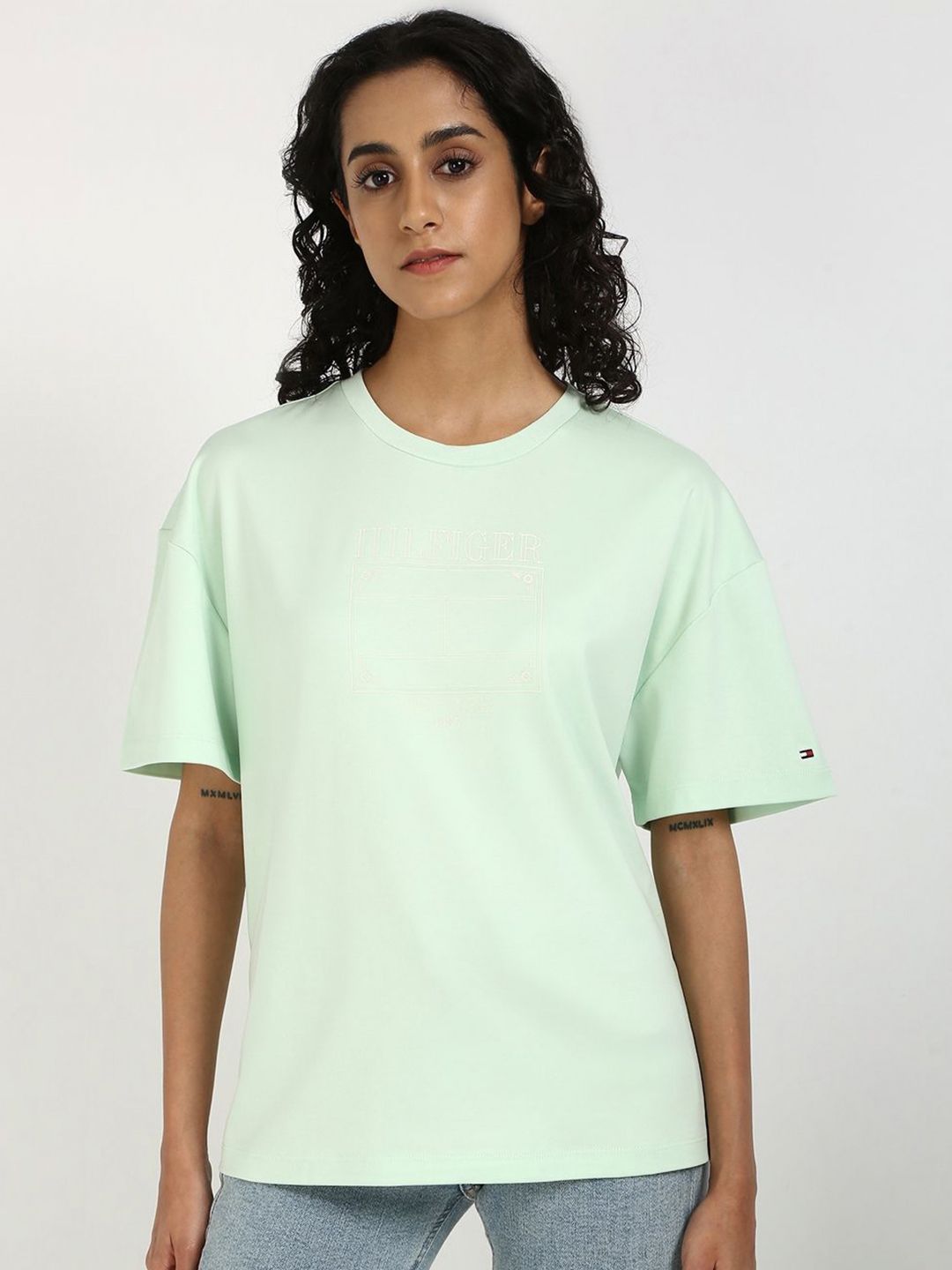 Tommy Hilfiger Women Typography Printed Round Neck Cotton Relaxed Fit T-shirt-picture-26