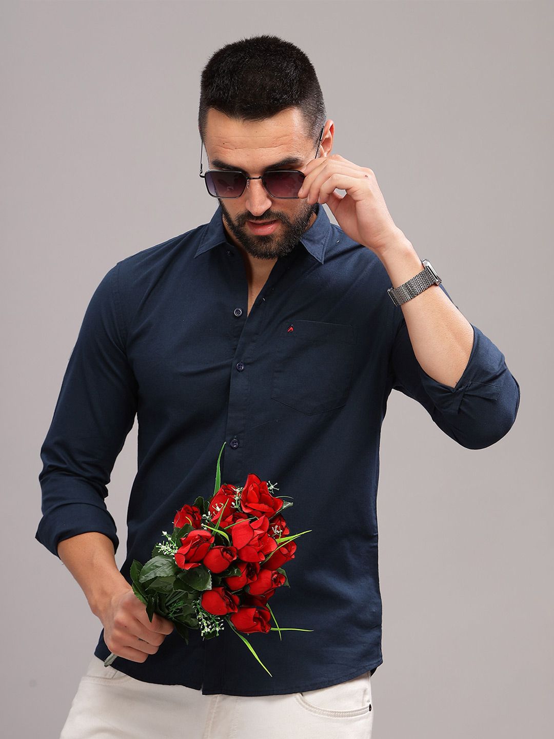 BS BLUE SQUAD Men India Slim Fit Spread Collar Solid Casual Shirt-picture-23
