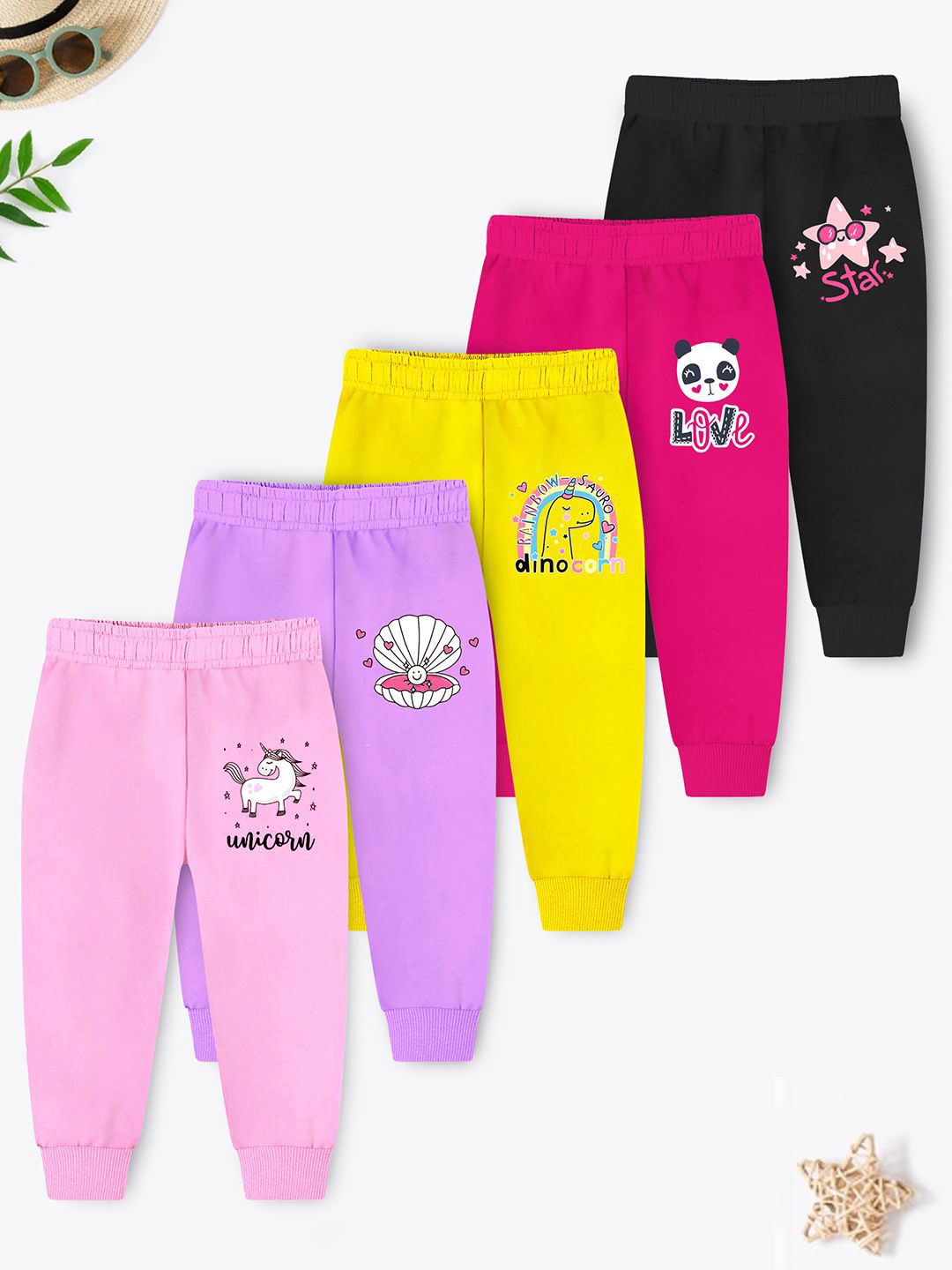 YK X Trampoline Girls Pack Of 5 Printed Mid Rise Joggers-picture-10
