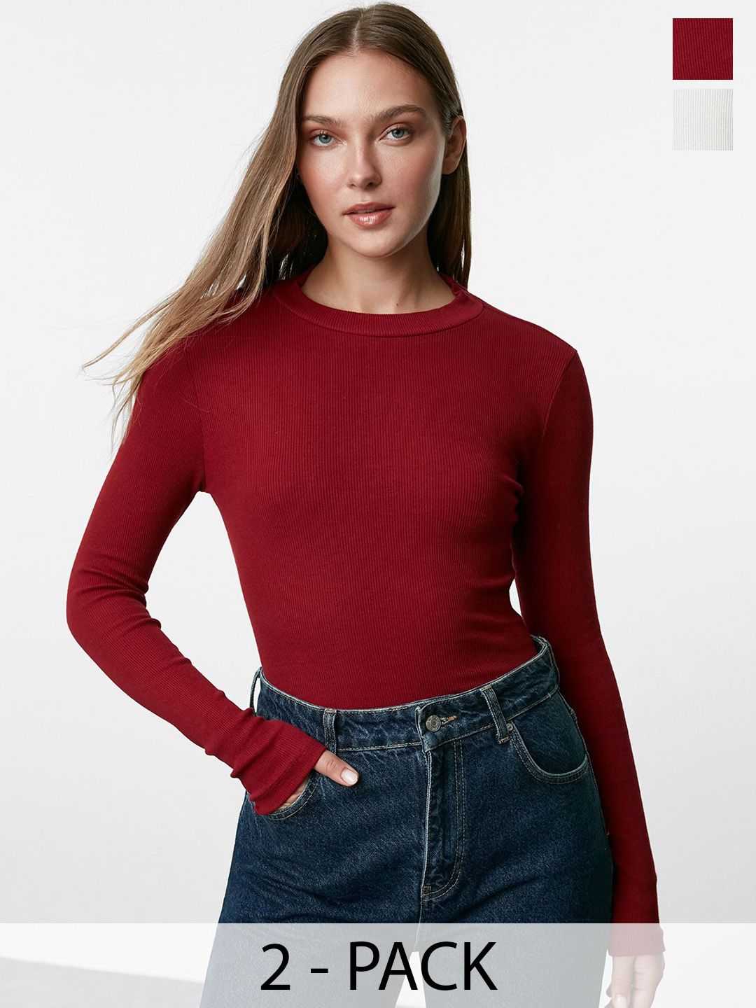 Trendyol Pack Of 2 Round Neck Bodysuits-picture-27