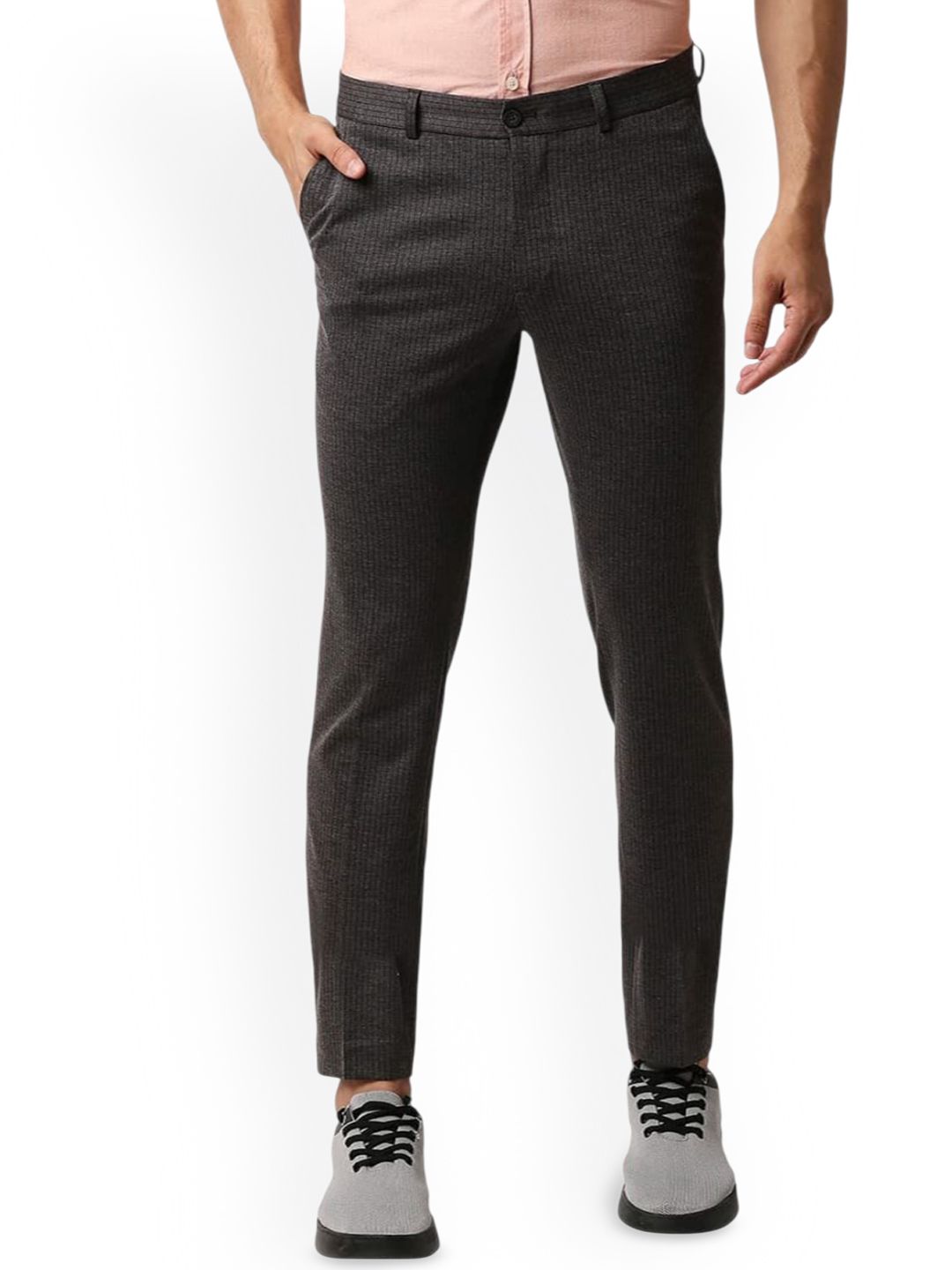Basics Men Striped Tapered Fit Low-Rise Trousers-picture-36