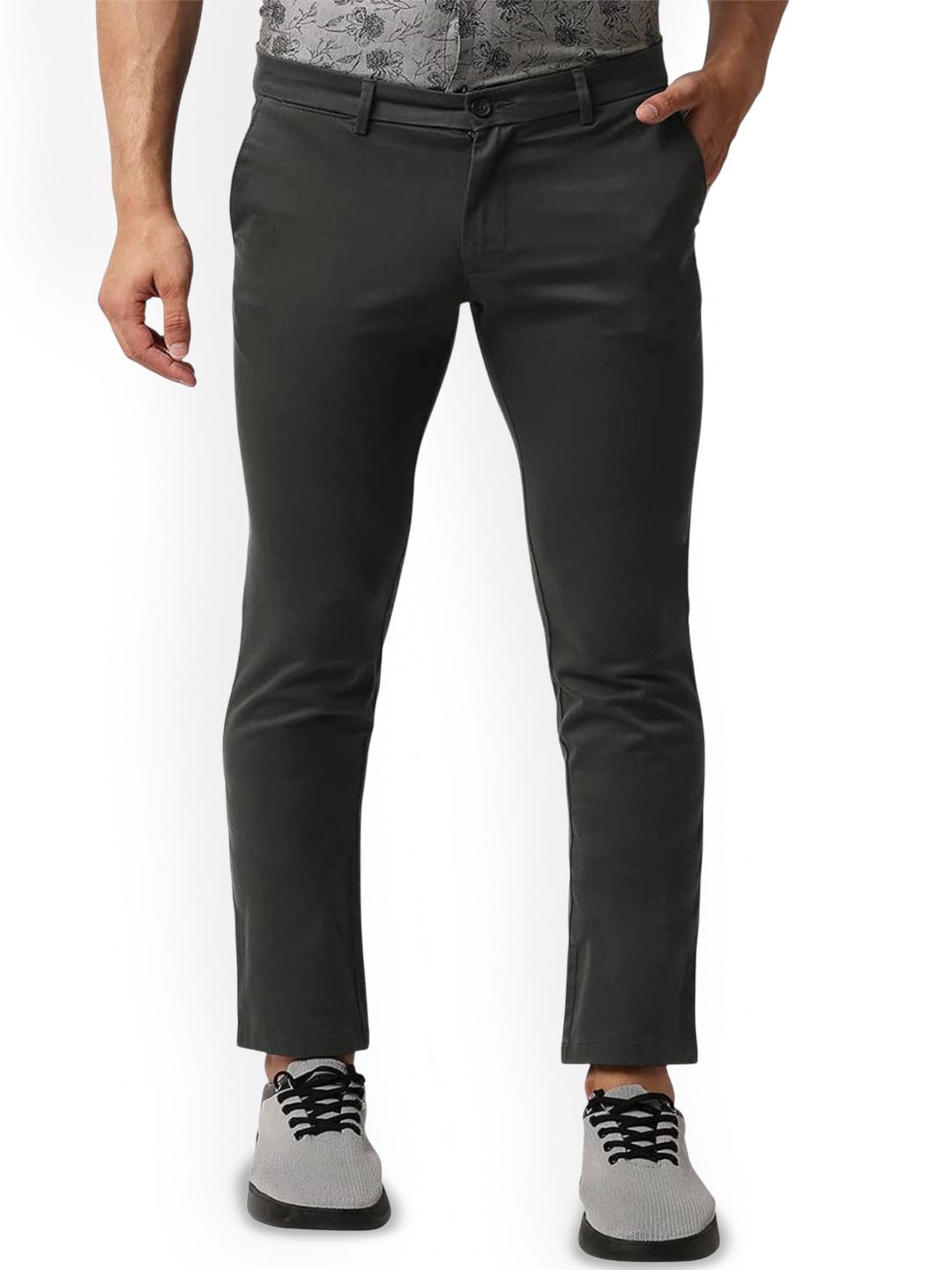 Basics Men Skinny Fit Low-Rise Cotton Regular Trousers-picture-16