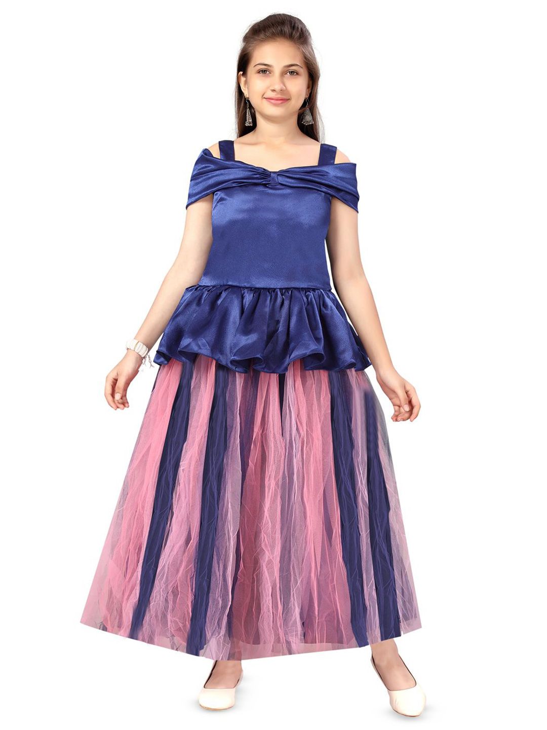 Sangria Girls Silk Party Wear Gown-picture-25