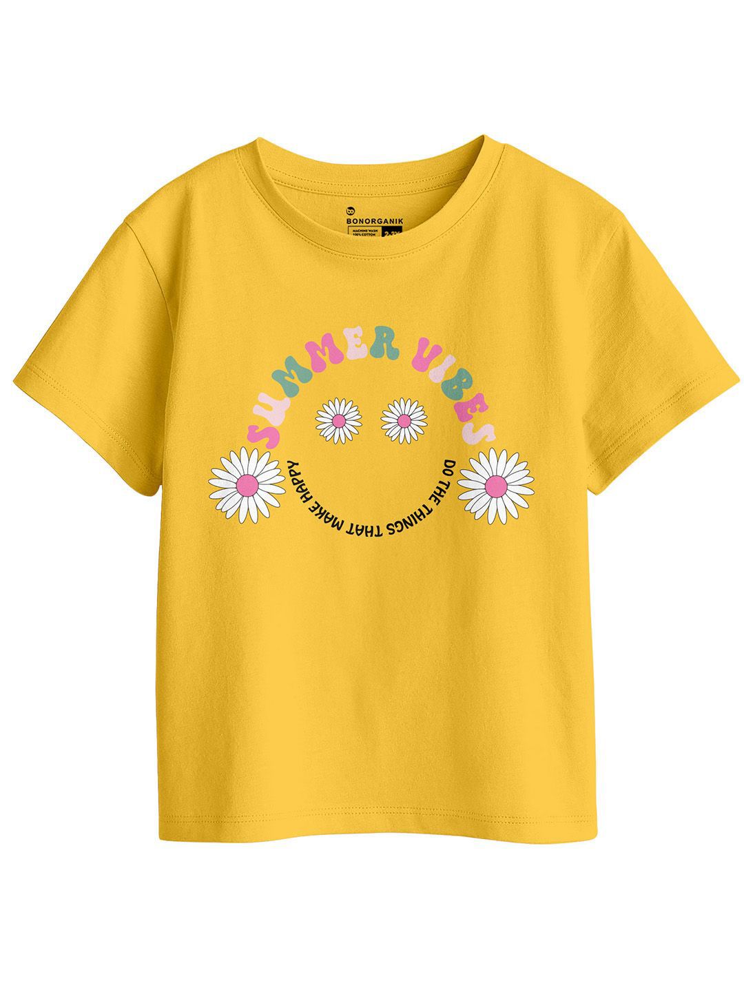 BonOrganik Girls Printed Pure Cotton Applique T-shirt-picture-21
