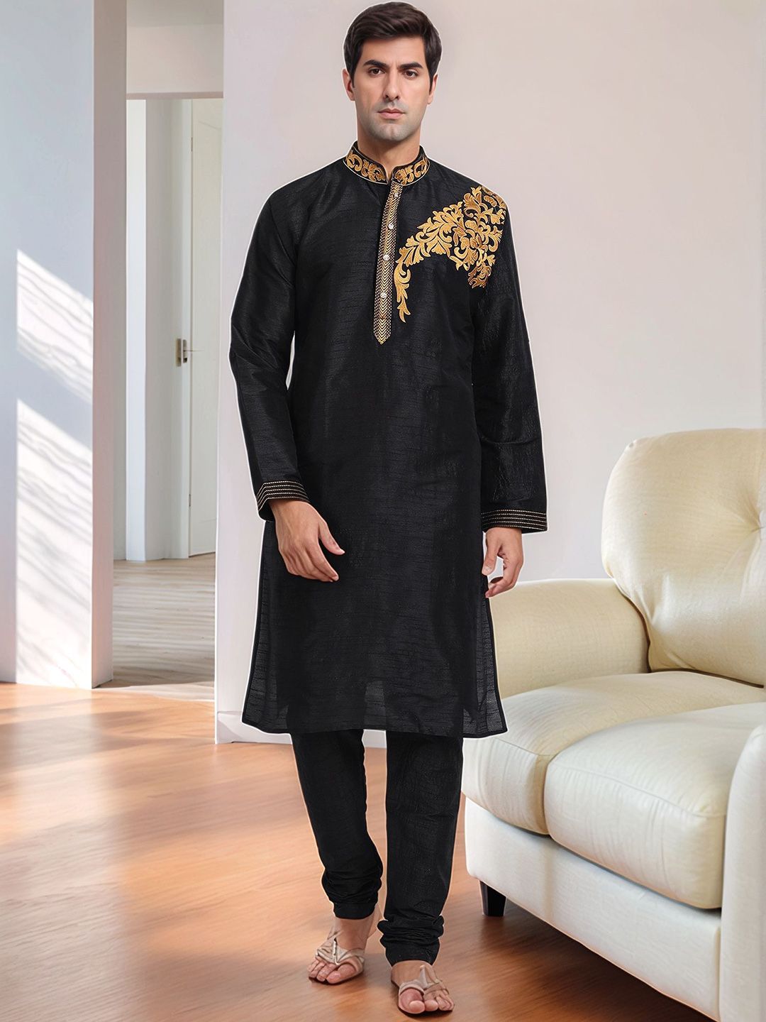 Moda Rapido Men Embroidered Regular Thread Work Kurta with Pyjamas-image-29