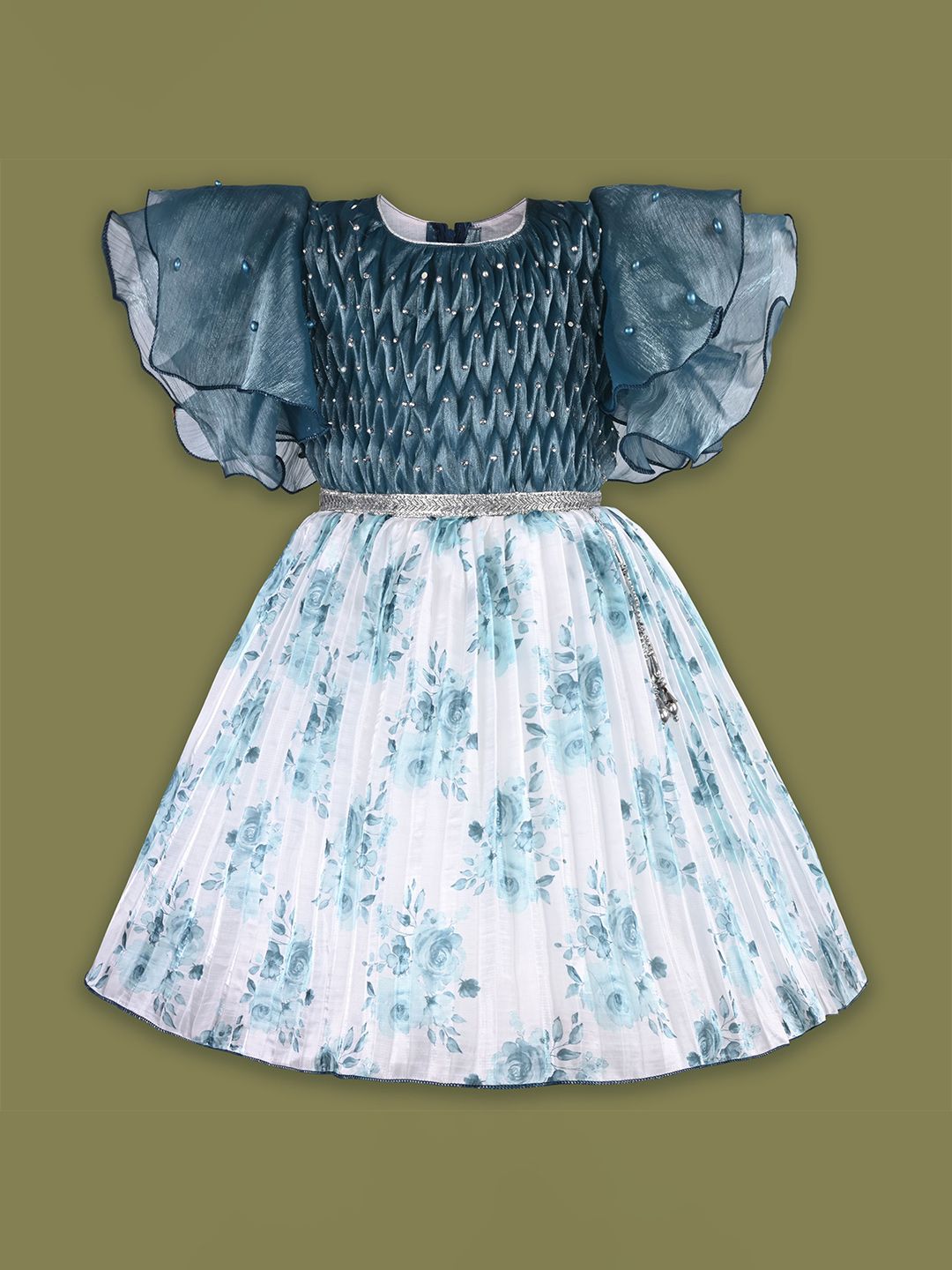 Wish Karo Girls Floral Printed Fit & Flare Dress-picture-15