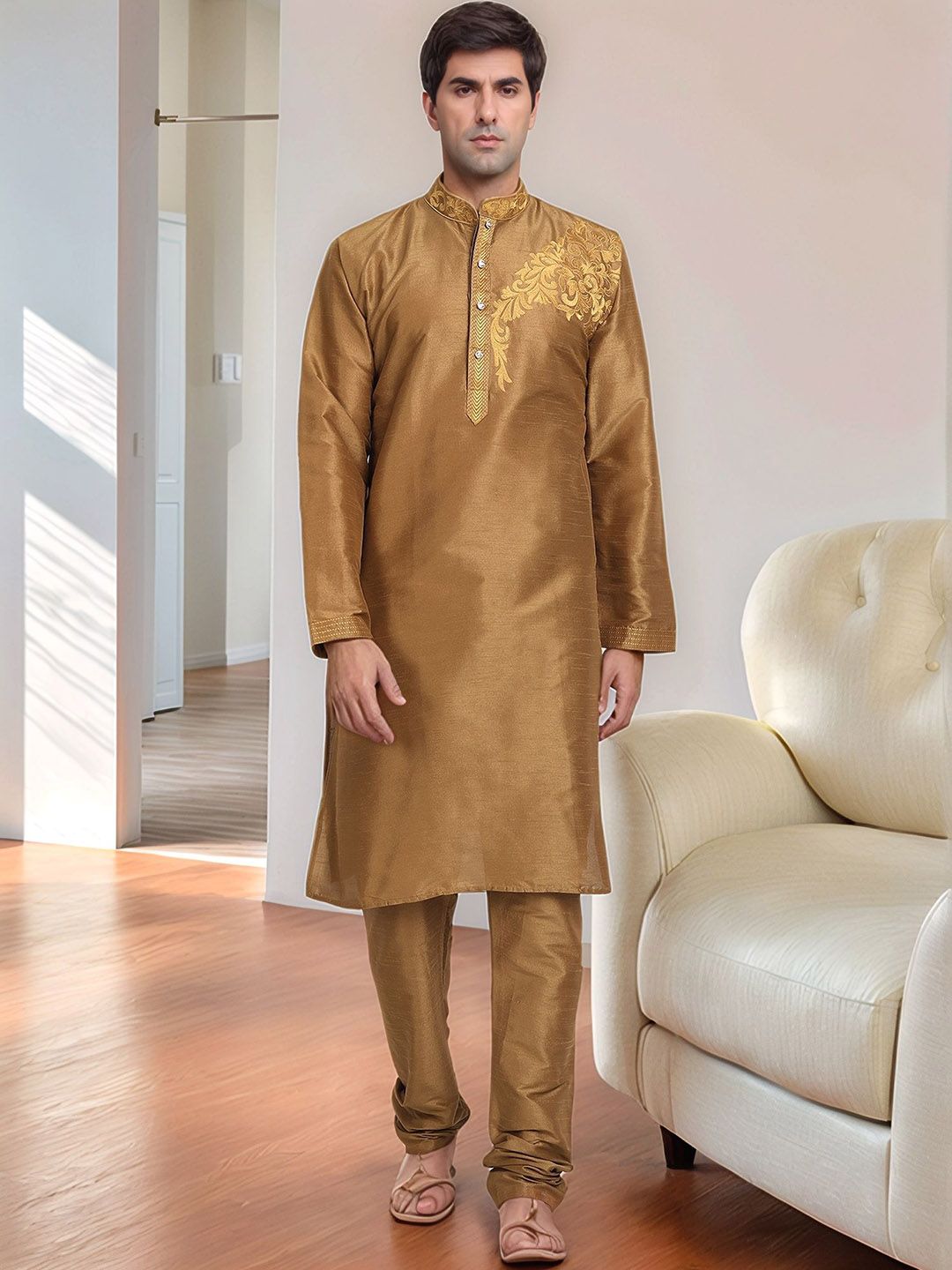 Moda Rapido Men Embroidered Regular Kurta with Pyjamas-image-35