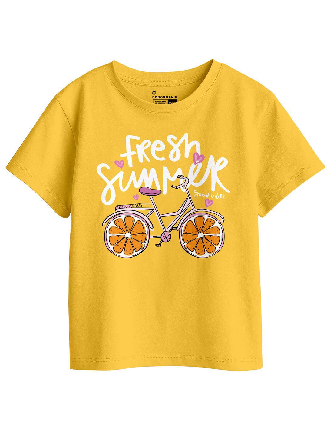 BonOrganik Girls Printed Pure Cotton Applique T-shirt-picture-20