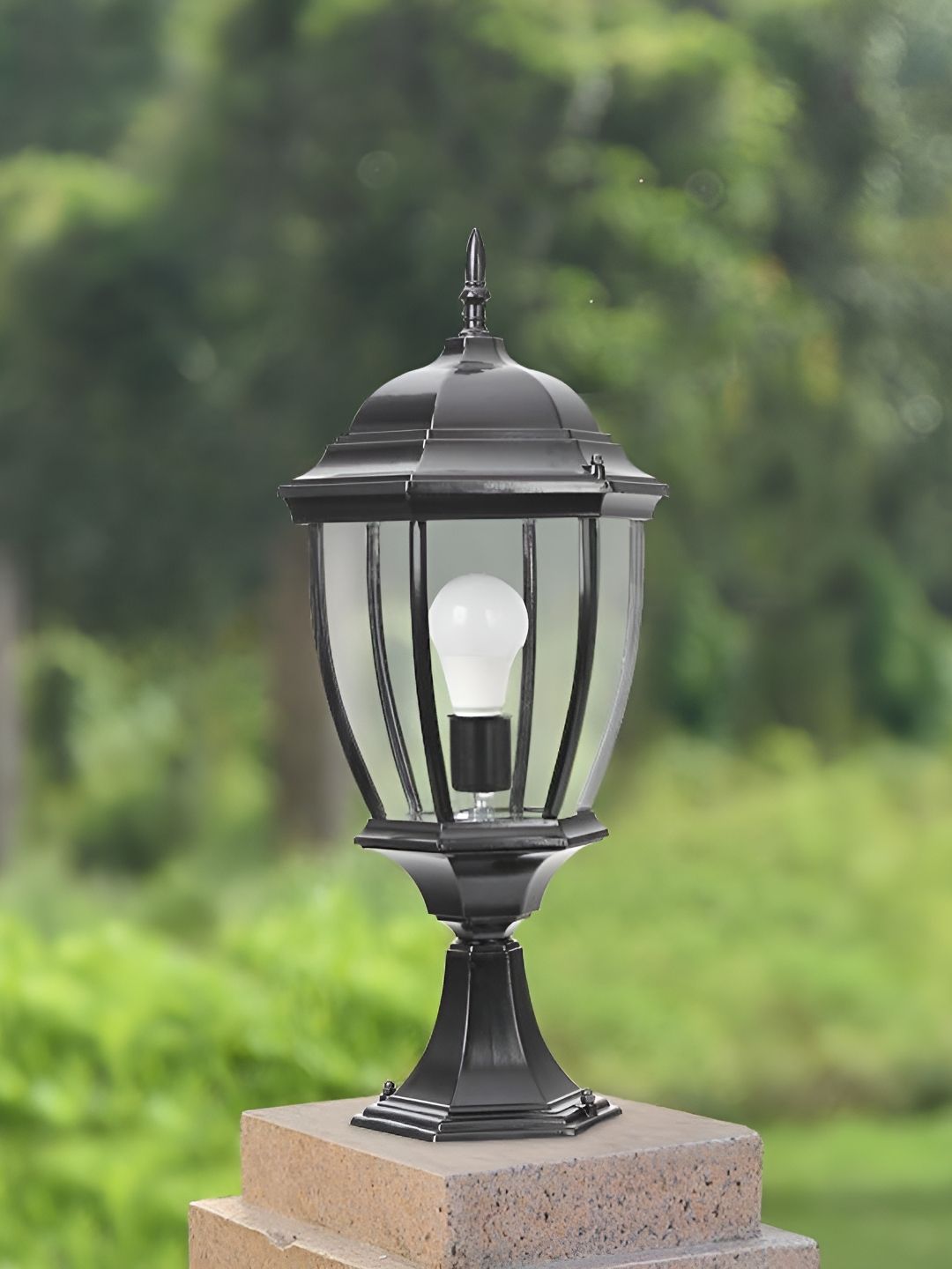 Areezo Black & White Textured Metal Cylinder-Shaped Outdoor Lamps-picture-15