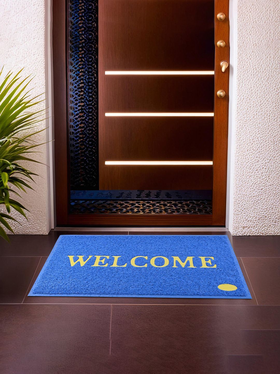 Kuber Industries Blue & Yellow Anti-Skid Doormats-image-2