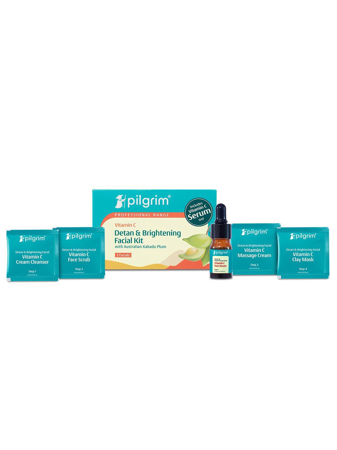 Pilgrim Vitamin C Detan & Brightening Facial Kit With Australian Kakadu Plum - 77 ml-picture-25