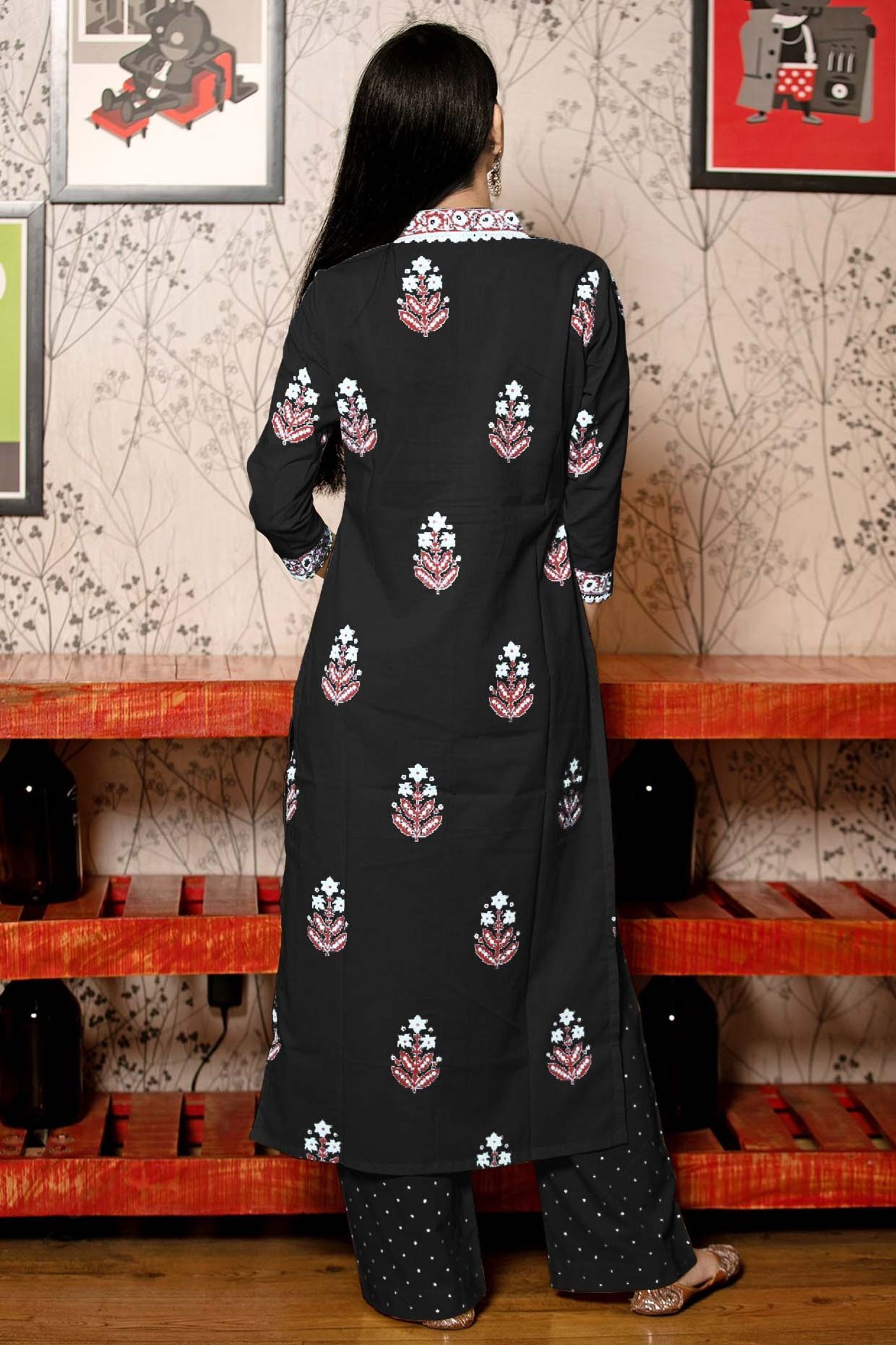 KALINI Women Floral Printed Regular Thread Work Kurta with Palazzos & With Dupatta-picture-35