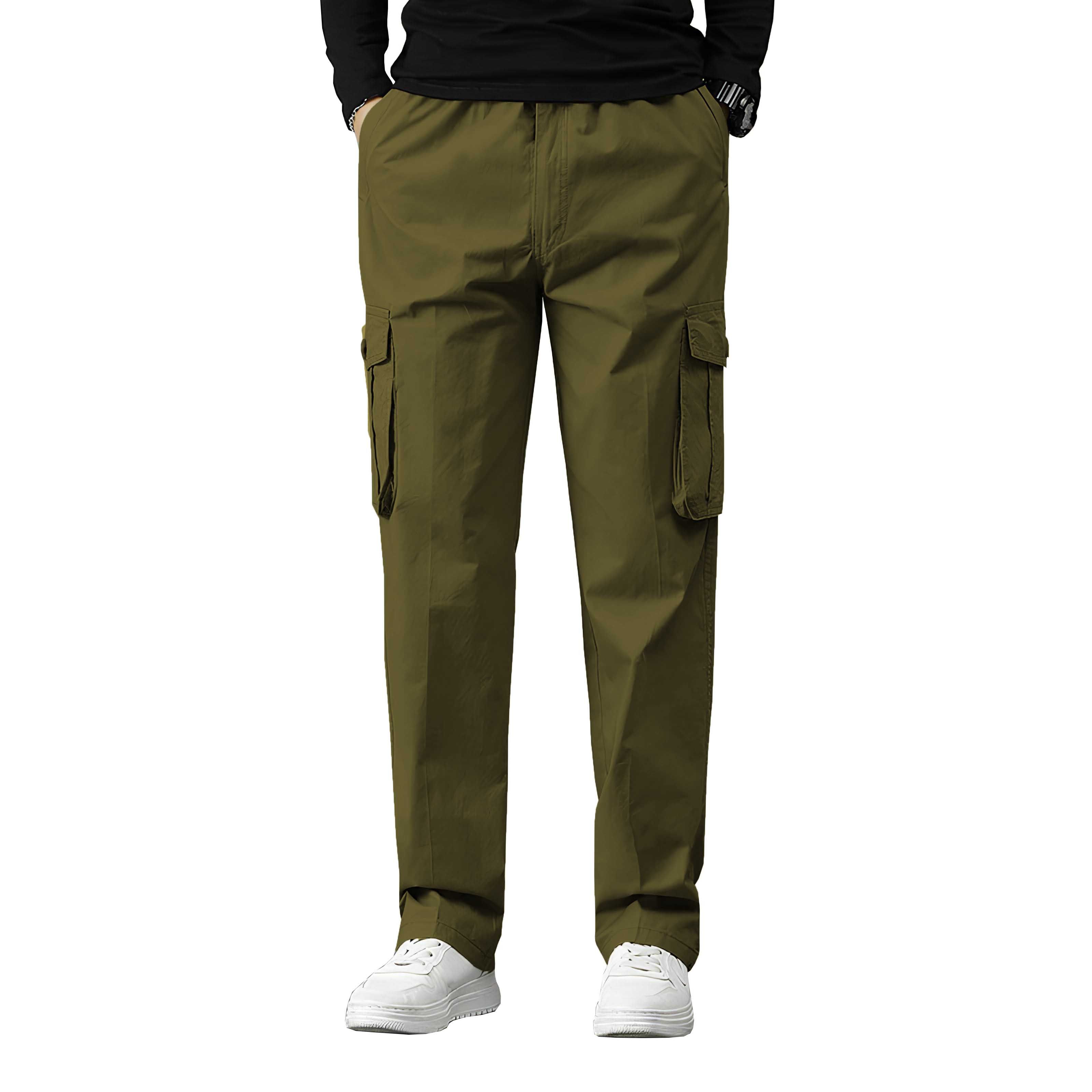 BAESD Men Cotton Relaxed Mid-Rise Cargo Trousers-picture-34