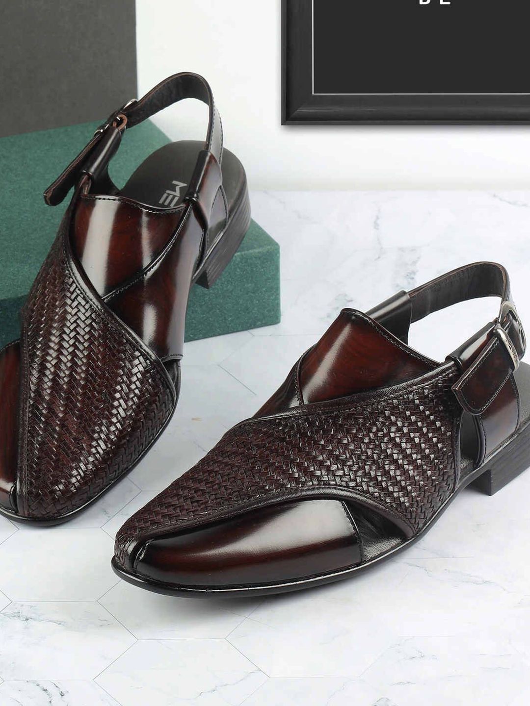 Metro Men Ethnic Leather Comfort Sandals With Buckle-image-24
