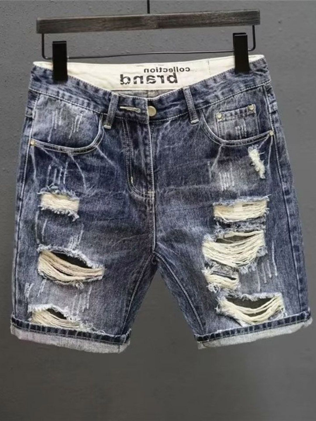 StyleCast Men Regular Fit Mid-Rise Distressed Cotton Shorts-picture-33
