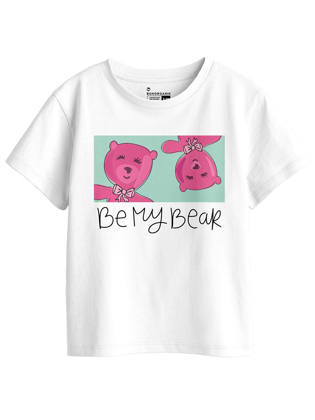 BonOrganik Girls Printed Extended Sleeves Pure Cotton Applique T-shirt-picture-27