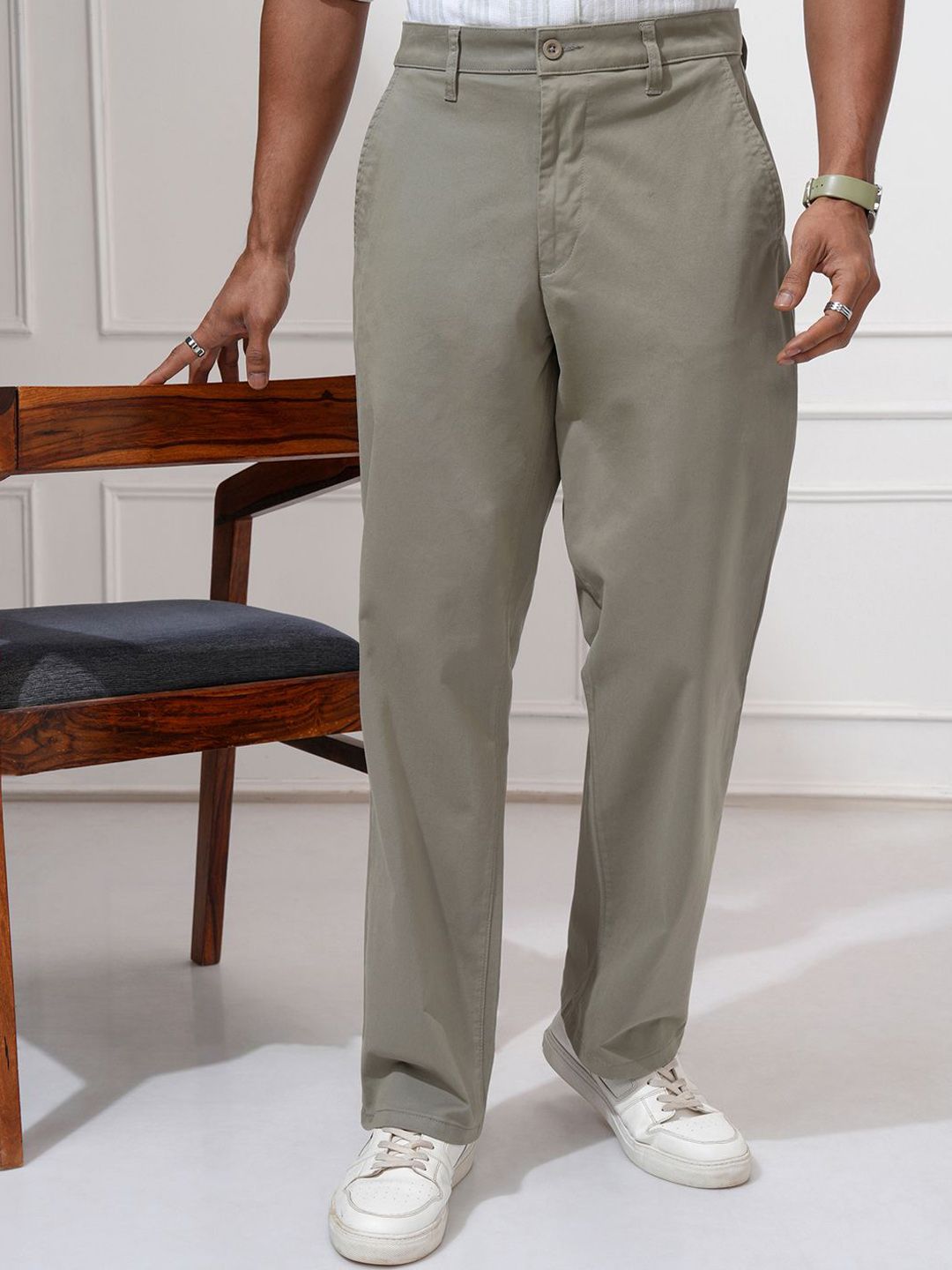 LOCOMOTIVE Men Relaxed Fit Cotton Chinos Trousers-picture-23