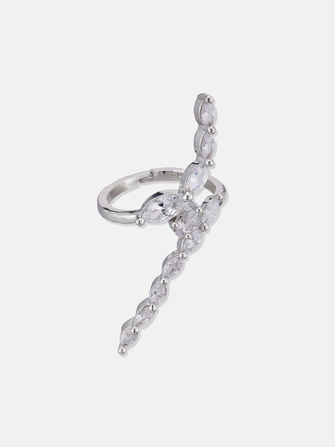 ATIBELLE Silver Plated Cubic Zirconia Stones Studded Finger Ring