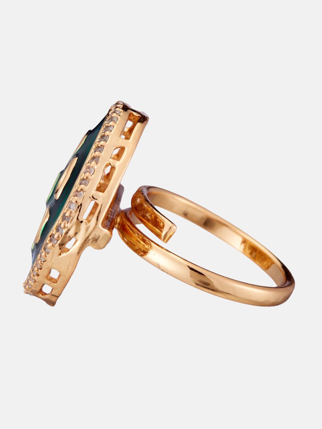 ATIBELLE Gold-Plated Cubic Zirconia And Kundan-Studded Finger Ring