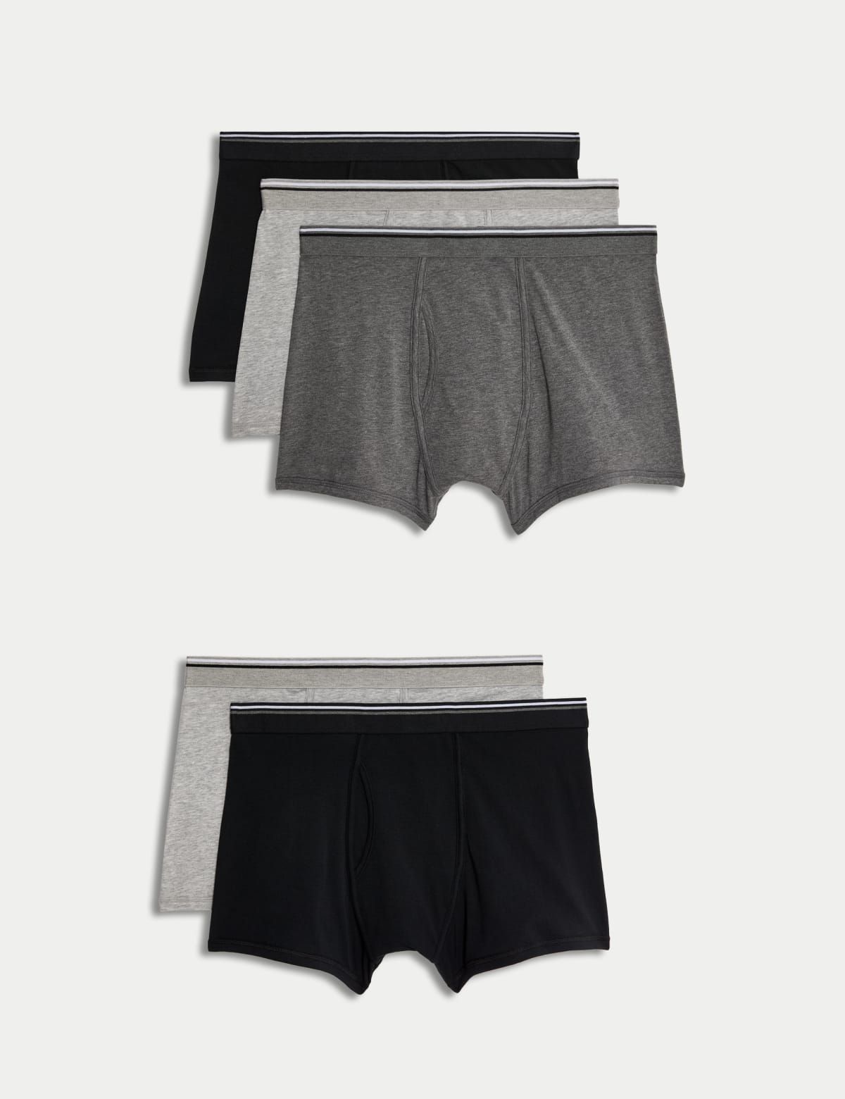 Marks & Spencer Pack Of 5 Mid Rise Trunks - T144793SGREY MIX-GREY MIX-picture-31