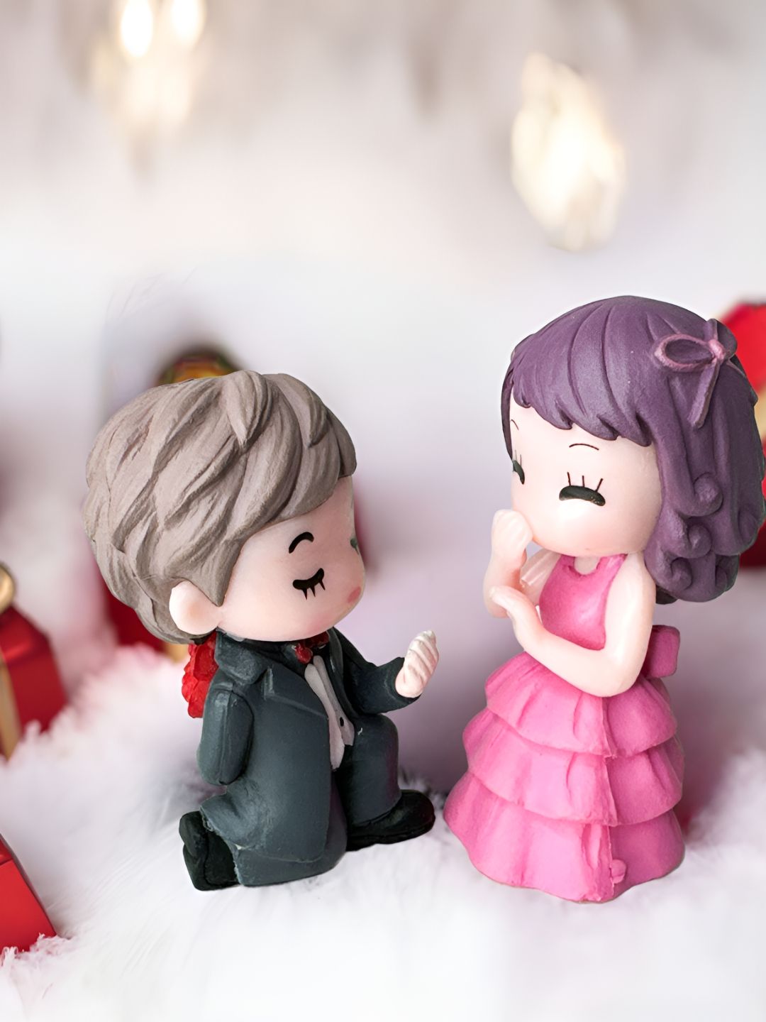 Special You 3Pcs Green & Pink Ceramic Propose Couple Showpieces-image-18