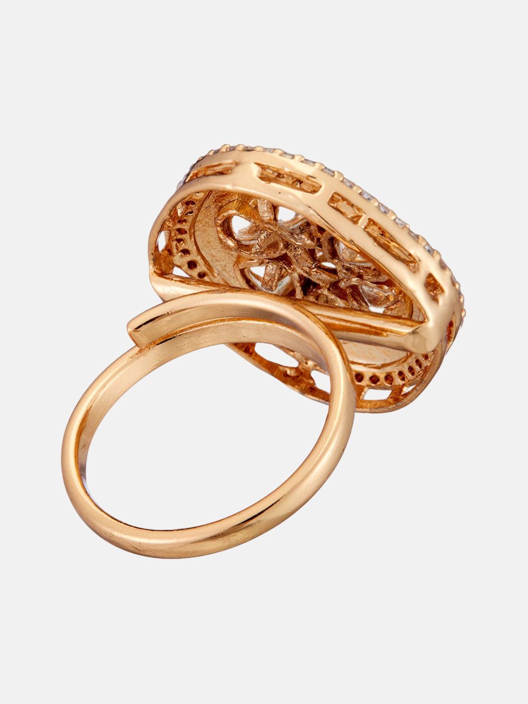 ATIBELLE Gold-Plated Cubic Zirconia And Kundan-Studded Finger Ring