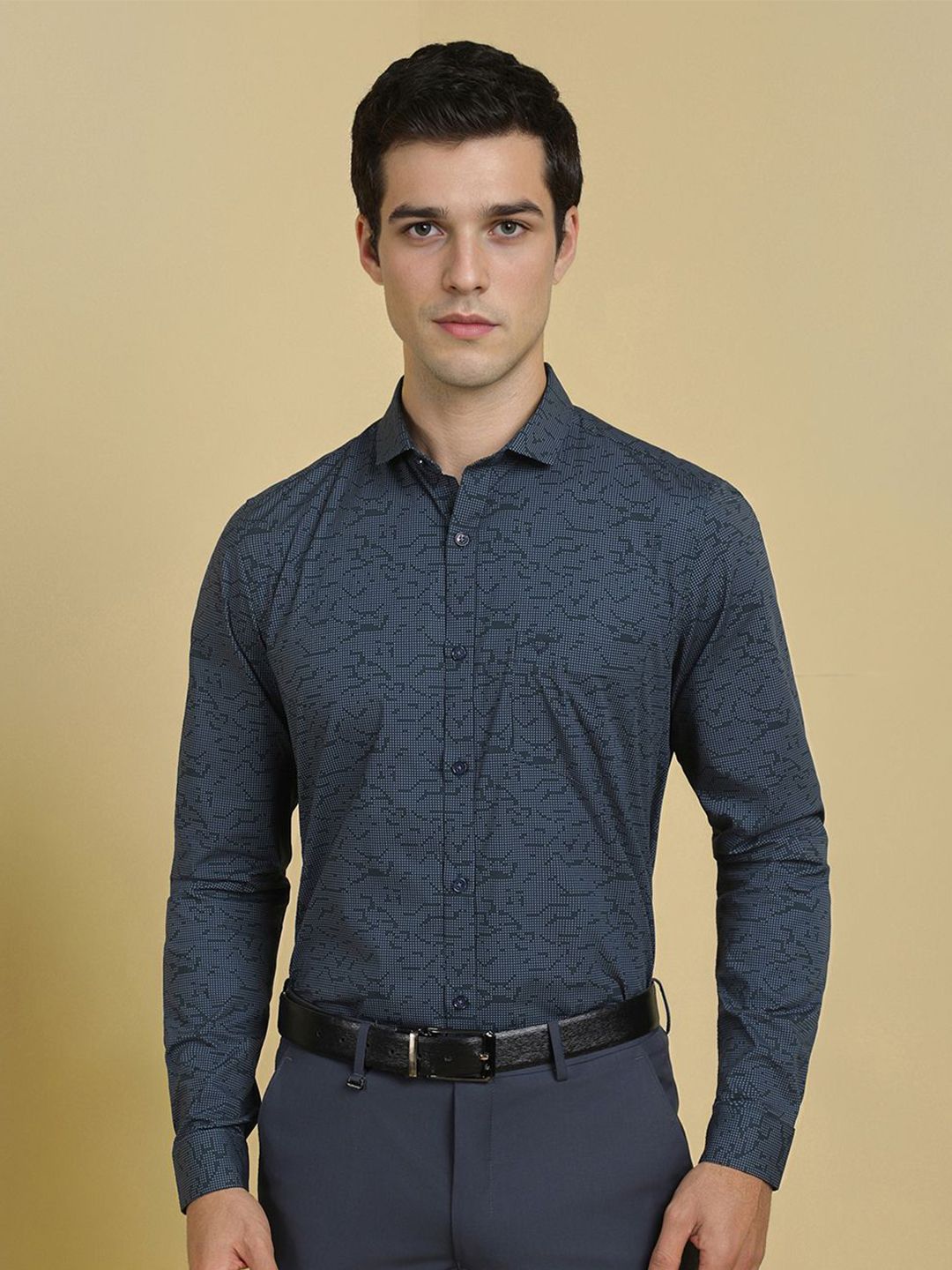 Allen Solly Men Slim Fit Spread Collar Abstract Printed Cotton Formal Shirt-picture-11