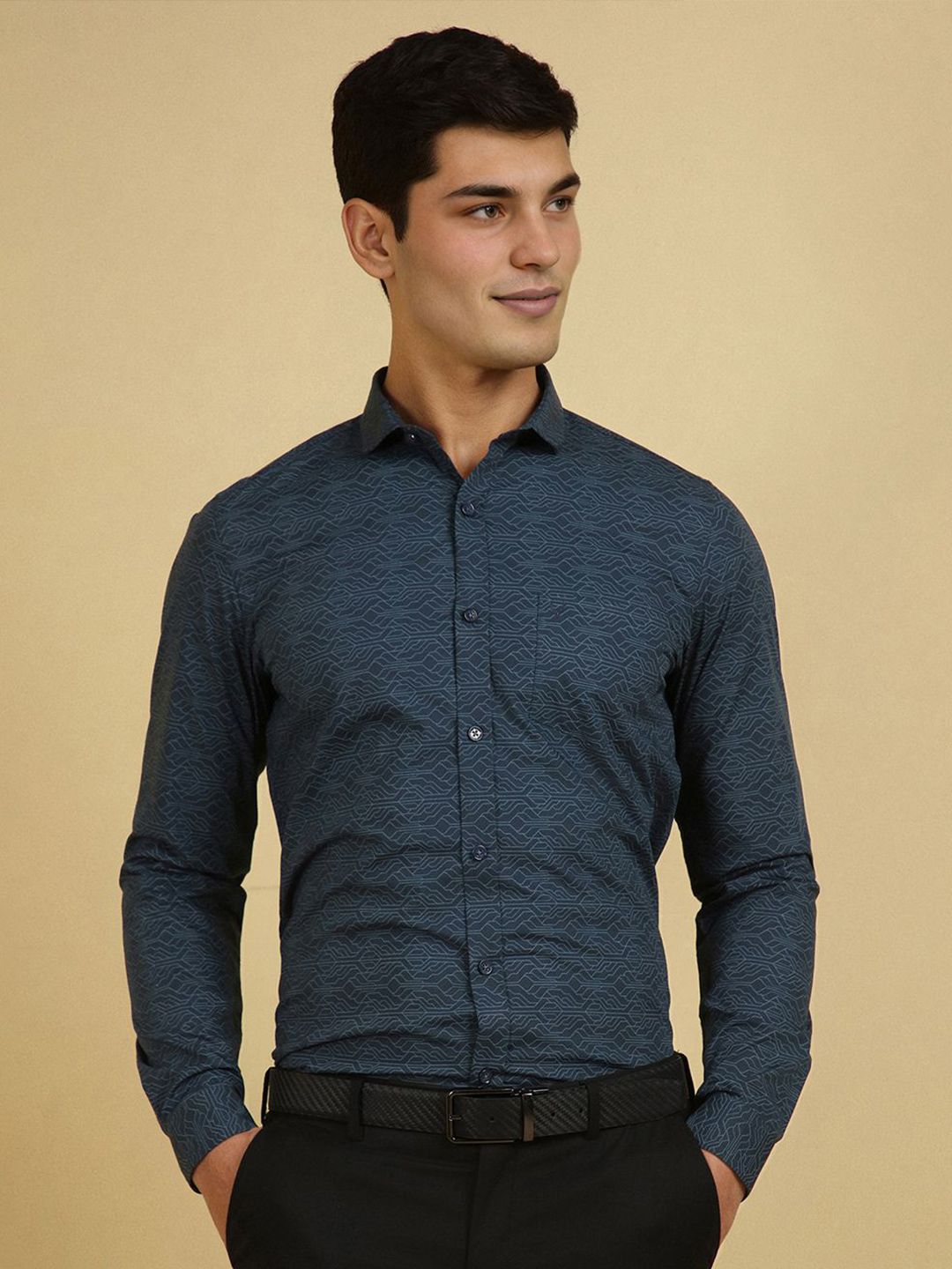 Allen Solly Men Slim Fit Spread Collar Geometric Printed Cotton Formal Shirt-picture-34