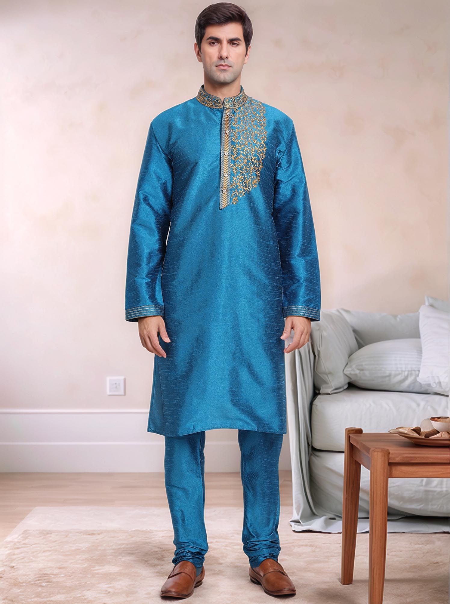 Moda Rapido Men Embroidered Regular Kurta with Pyjamas-image-34
