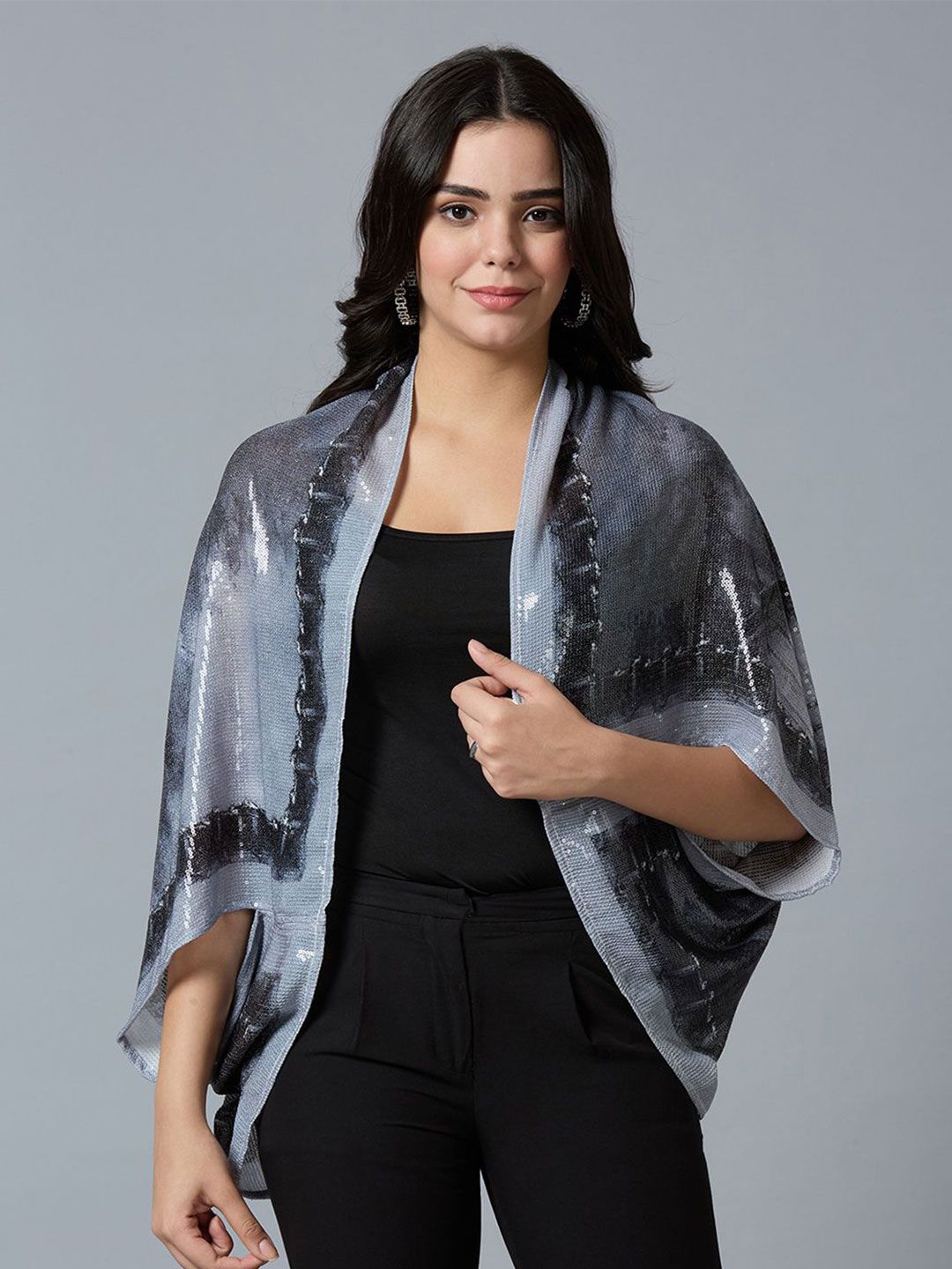 Cloth Haus India Self Design Embellished Sequin Shrug-picture-23