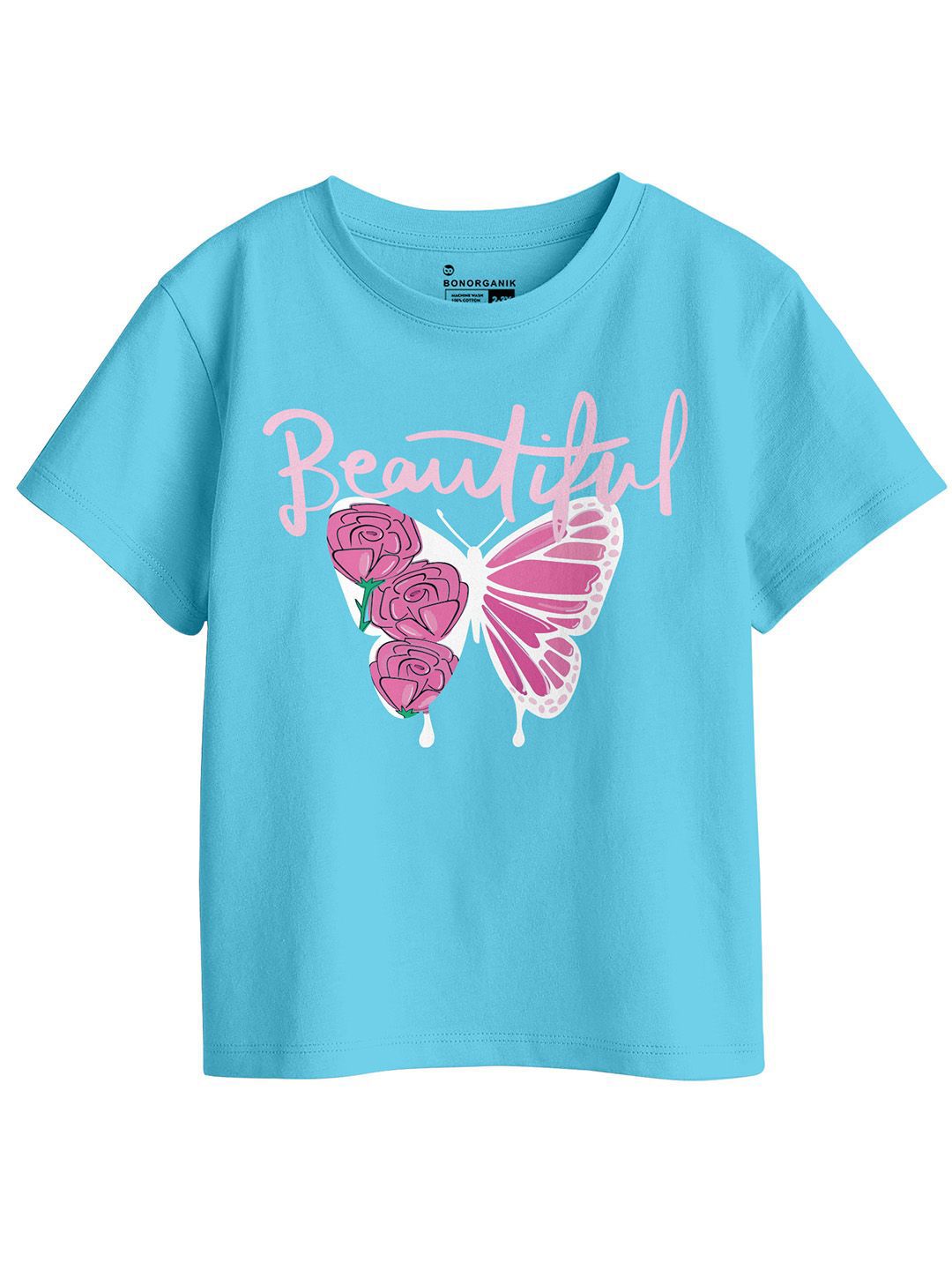 BonOrganik Girls Floral Printed Pure Cotton T-shirt-picture-23