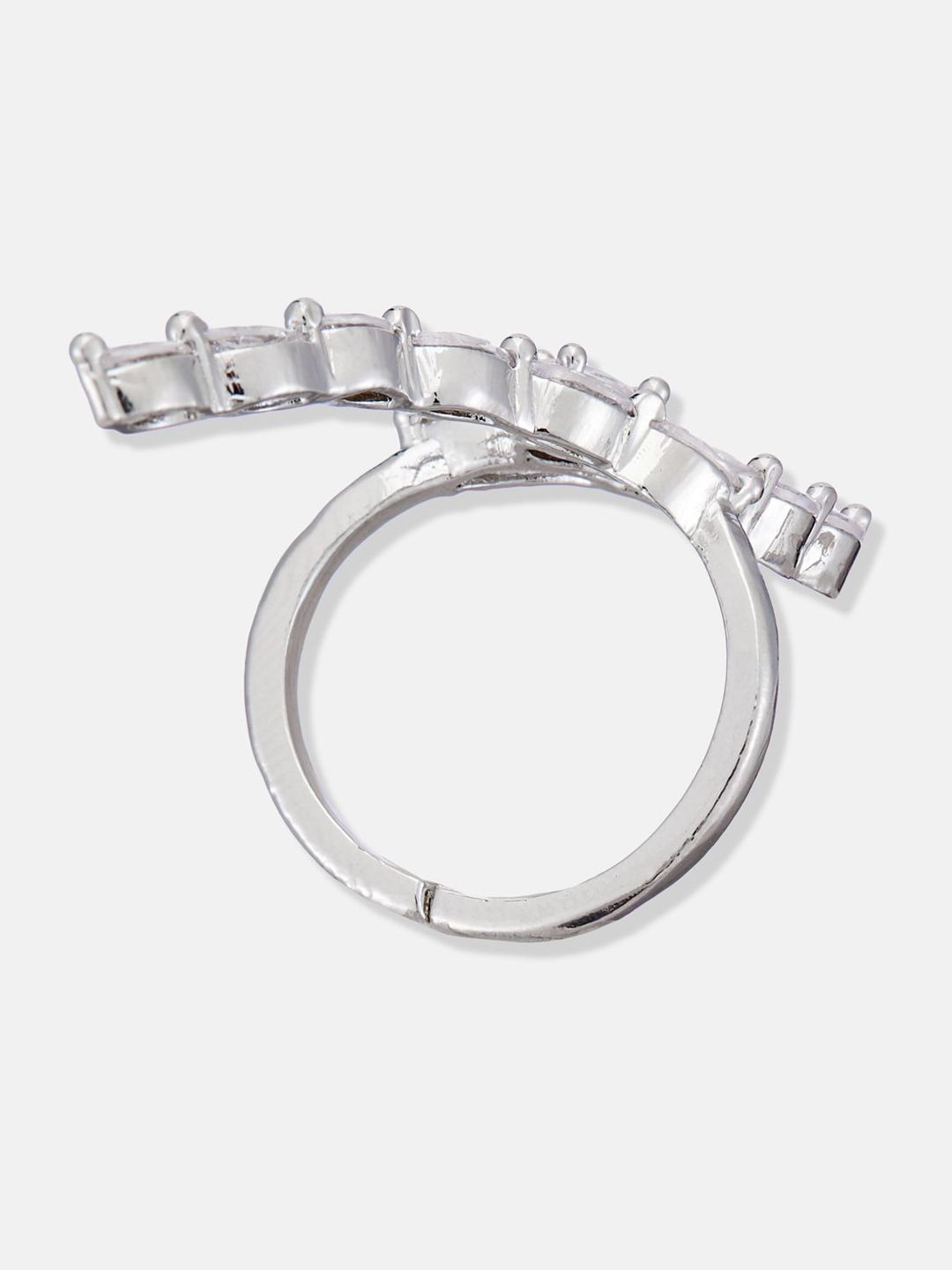 ATIBELLE Silver Plated Cubic Zirconia Stones Studded Finger Ring