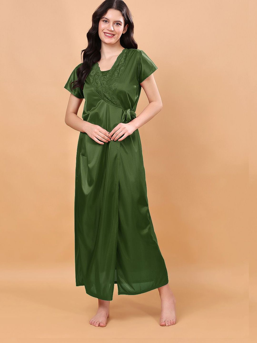 CHUI MUI Women Shoulder Straps Maxi Wrap Nightdress-image-19
