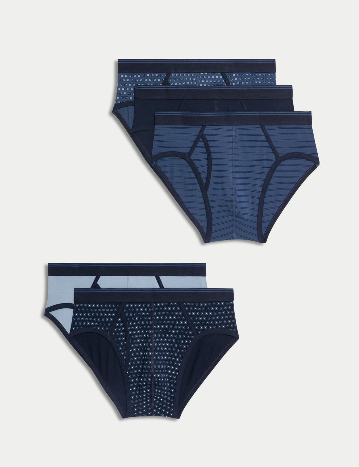 Marks & Spencer Men Pack Of 5 Assorted Mid Rise Hipster Briefs T146801SBLUE MIX-image-34