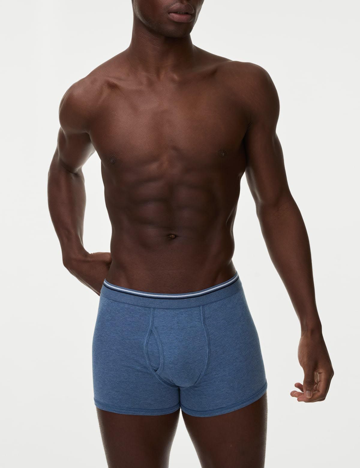 Marks & Spencer Men Pack Of 5 Mid Rise Trunks - T144793SBLUE MIX-BLUE MIX-picture-32