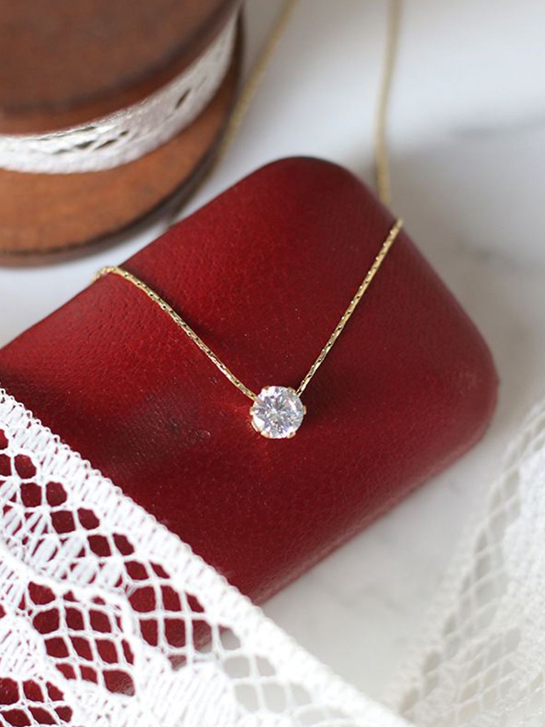 PALMONAS 18k Gold-Plated Cubic Zirconia Studded Stainless Steel Chain