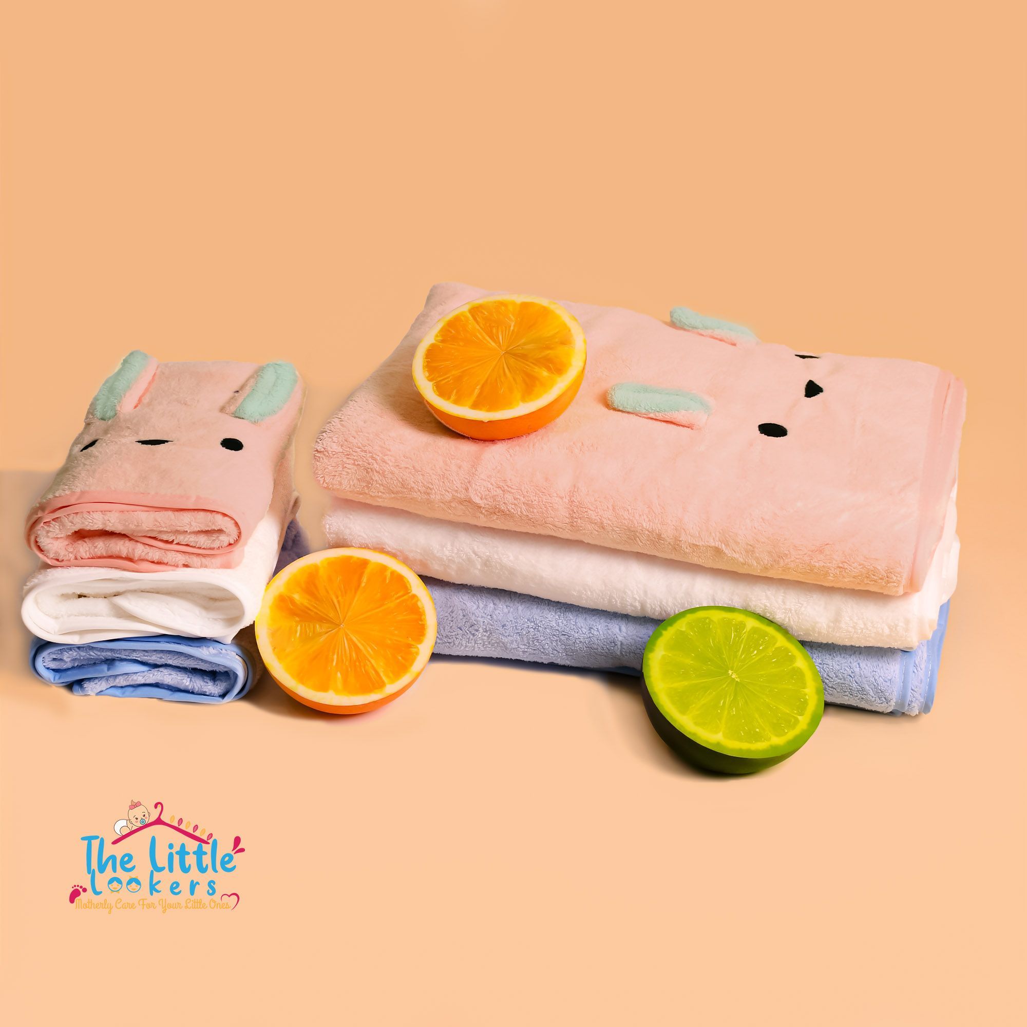 The Little Lookers Kids Pink 2 Pieces Super Absorbent Microfiber Hand & Bath Towel-image-48
