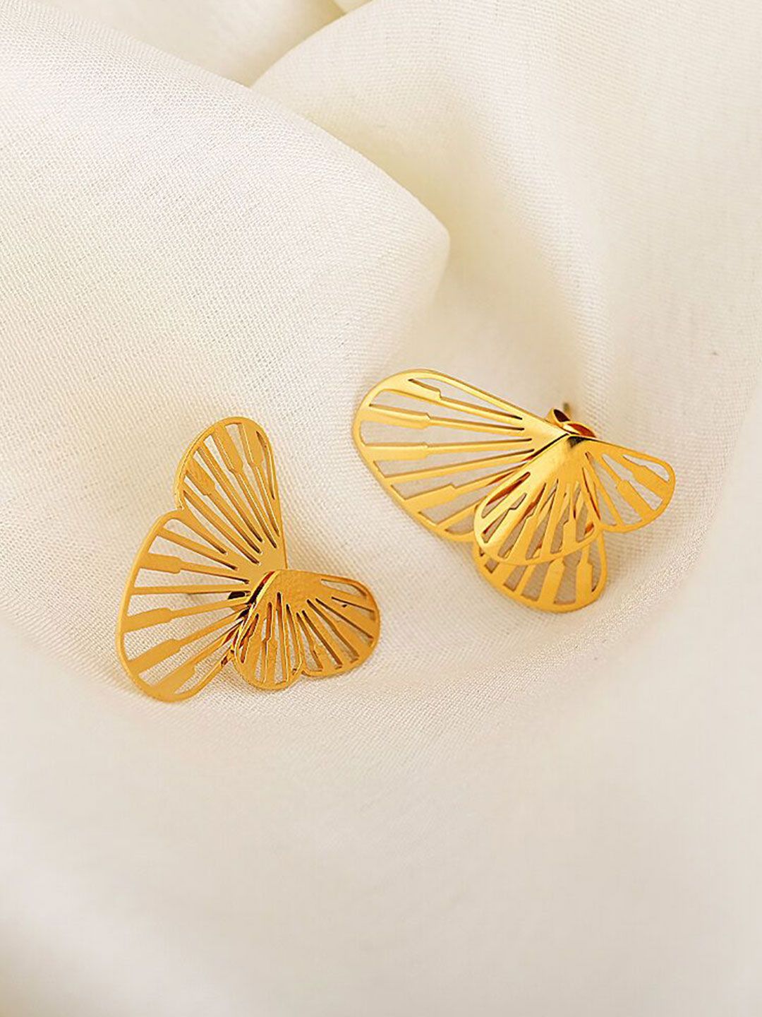 PALMONAS 18KT Gold Plated Stainless Steel Butterfly Wing Studs Earrings-picture-44