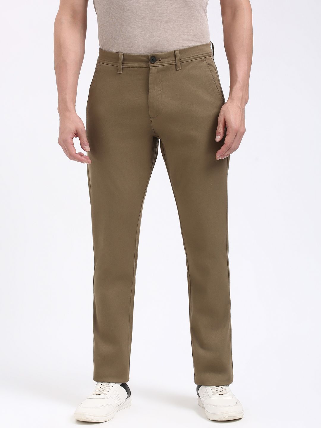 Peter England Casuals Men Slim Fit Mid-Rise Trousers-picture-15