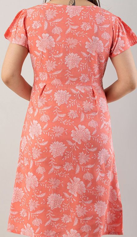 Buy Handish Floral Print Puff Sleeve A Line Midi Dress - Dresses for ...