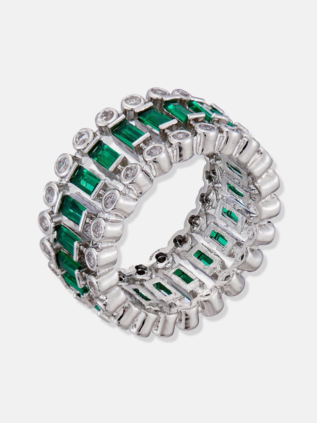 ATIBELLE Silver Plated Cubic Zirconia Stones Studded Finger Ring