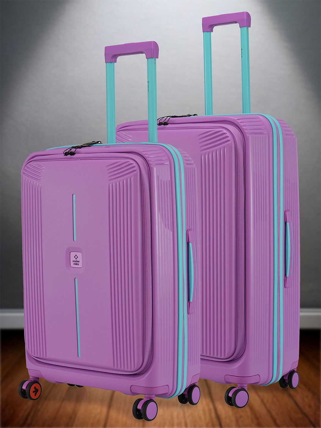 Nasher Miles Alexandria Polypropylene Set of 2 M/L Purple Blue Trolley Bags (65-75 cm)-picture-24